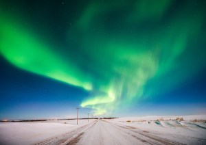 photo of northern lights aka aurora borealis alberta prairie near irma